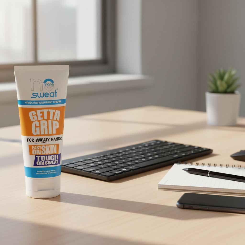 No More Sweat Getta Grip | Hand & Foot Antiperspirant Cream Moisturiser, Fragrance Free 150mL