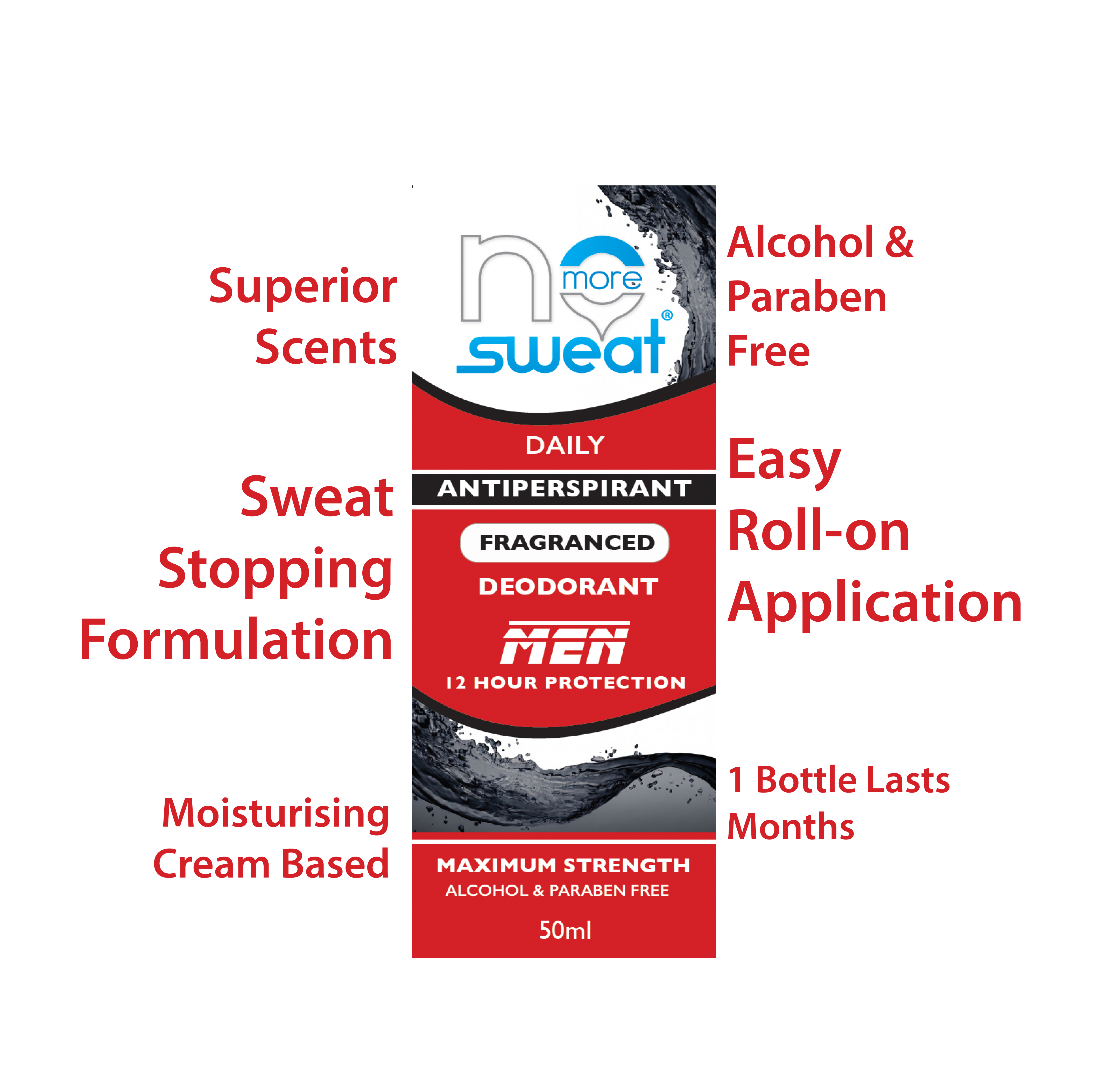 No More Sweat Men's Maximum Strength 12H Antiperspirant Deodorant – Fragranced