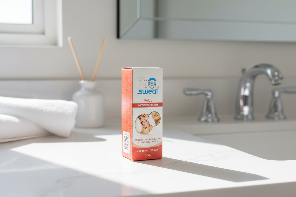 No More Sweat Face Antiperspirant In The Bathroom