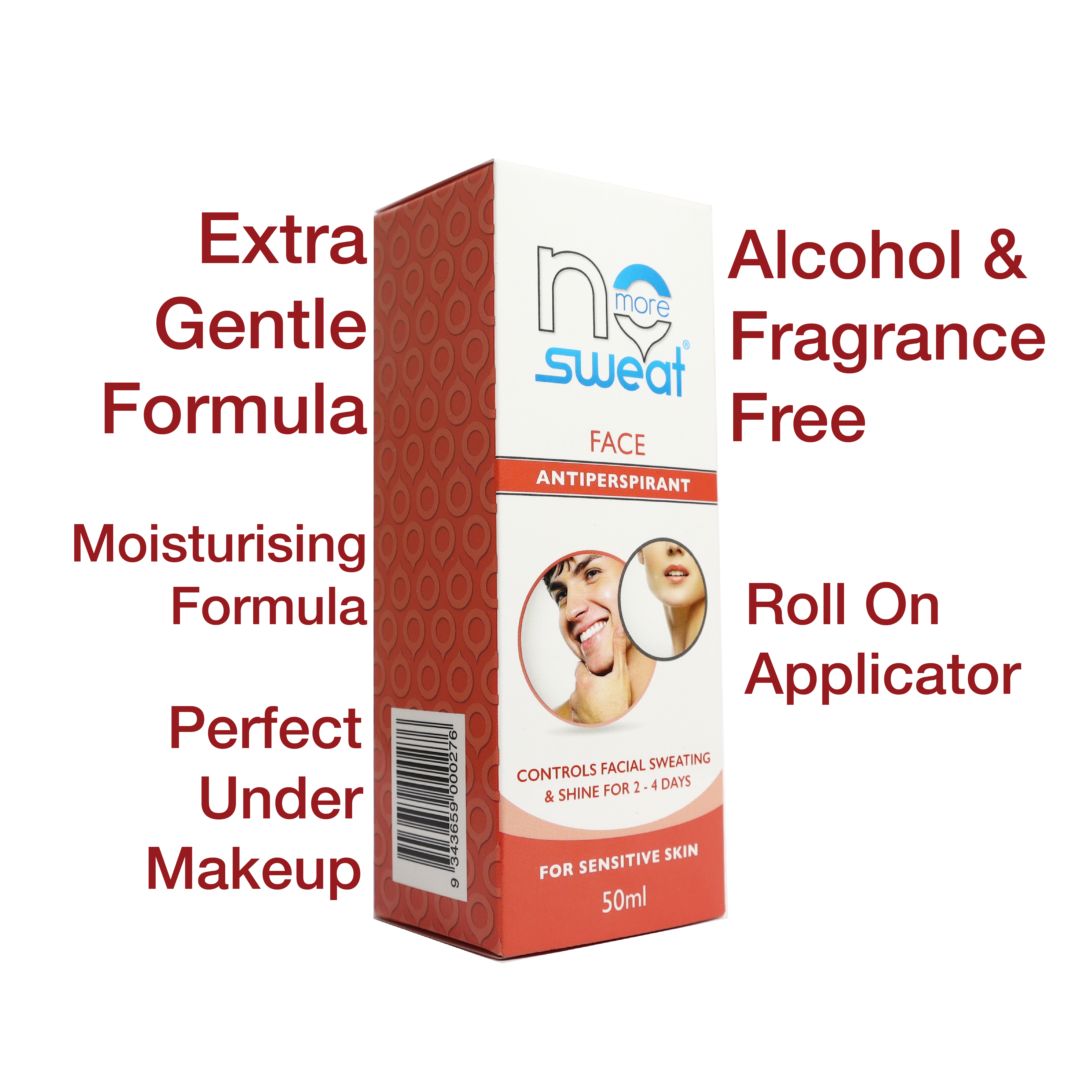 No More Sweat Face | Clinical Facial Antiperspirant Cream for Sensitive Skin, 50mL | 48hr protection