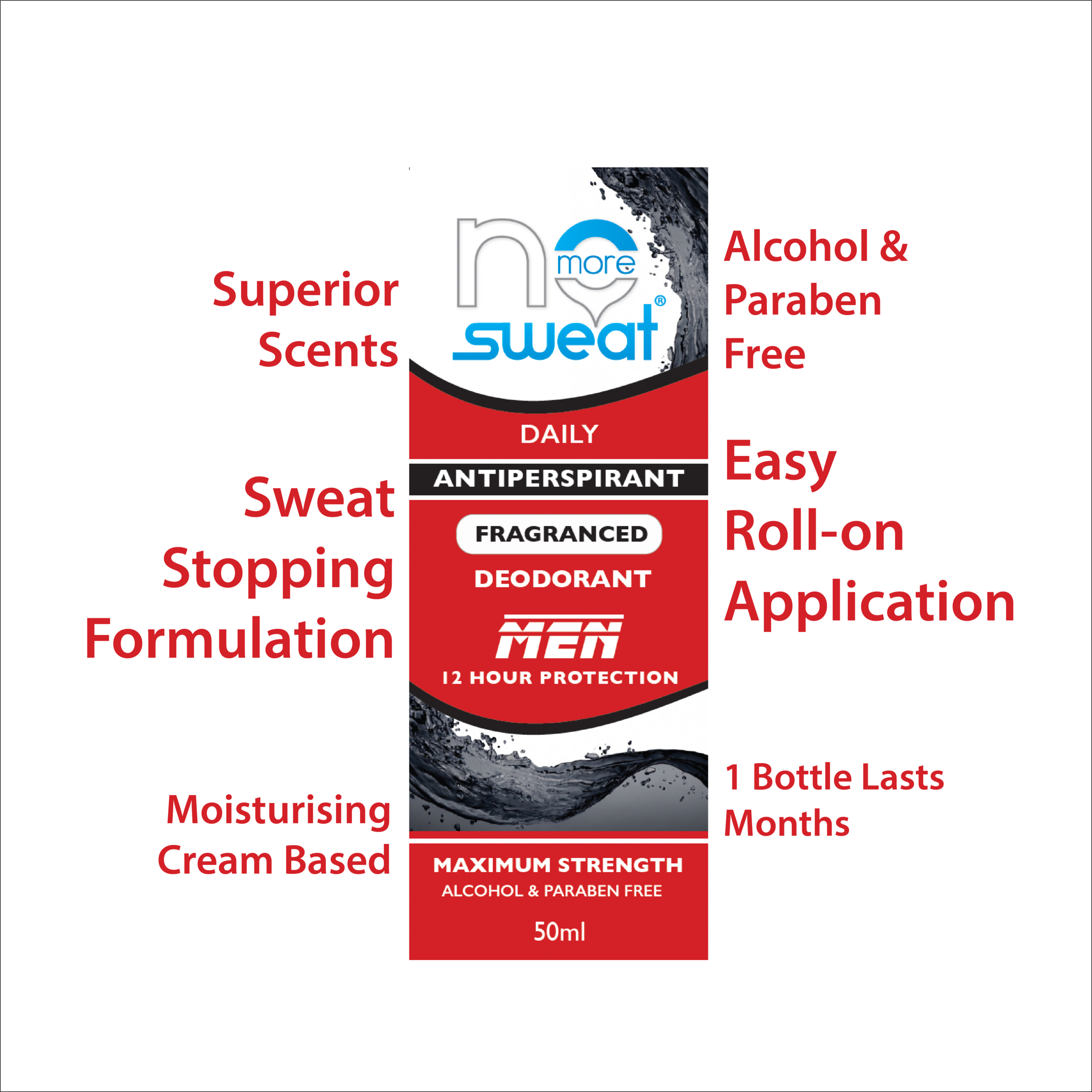 No More Sweat Men's Maximum Strength 12H Antiperspirant Deodorant – Fragranced