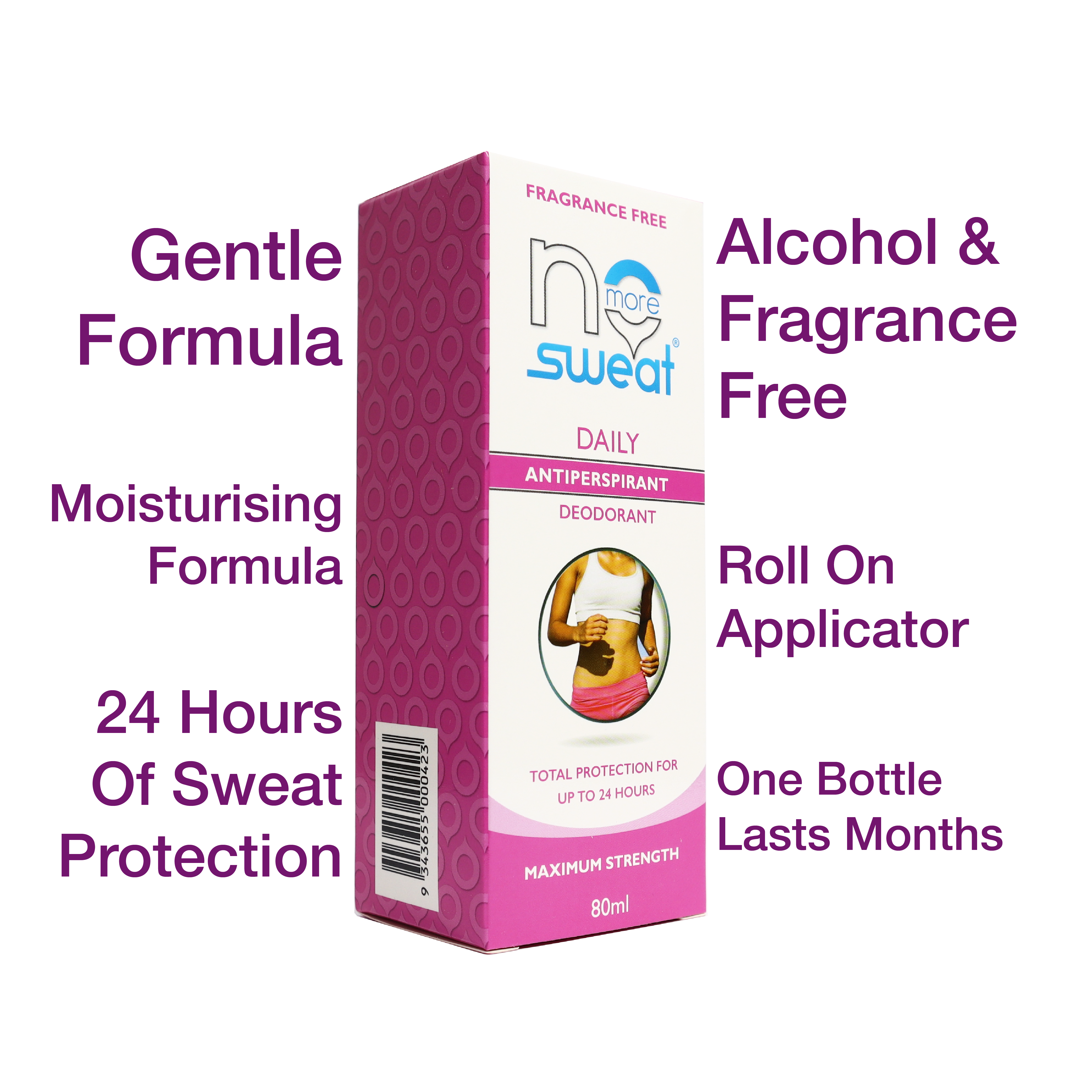 No More Sweat Women's Sport Antiperspirant Cream, Fragrance & Alcohol Free, 80 mL